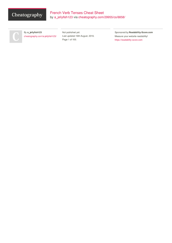 French verb tenses cheat sheet by a jellyfish123 download free from