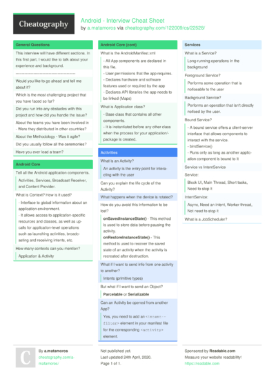 27 Android Cheat Sheets - Cheatography.com: Cheat Sheets For Every Occasion