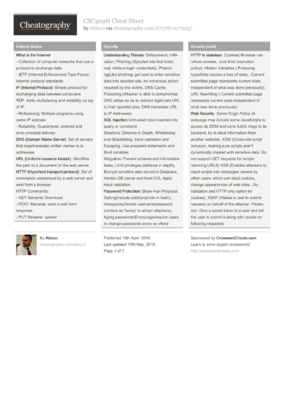 Operating Systems Cheat Sheet by calkk - Download free from ...