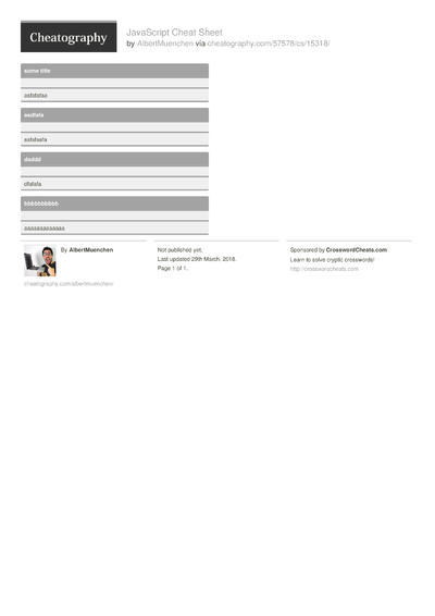 246 JavaScript Cheat Sheets - Cheatography.com: Cheat Sheets For Every ...