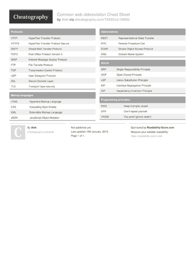 98 Web Cheat Sheets - Cheatography.com: Cheat Sheets For Every Occasion