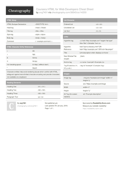 149 Development Cheat Sheets - Cheatography.com: Cheat Sheets For Every ...