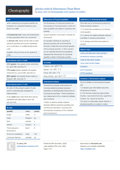 Kinematics in One Direction Cheat Sheet by leahboyd14 - Download free ...