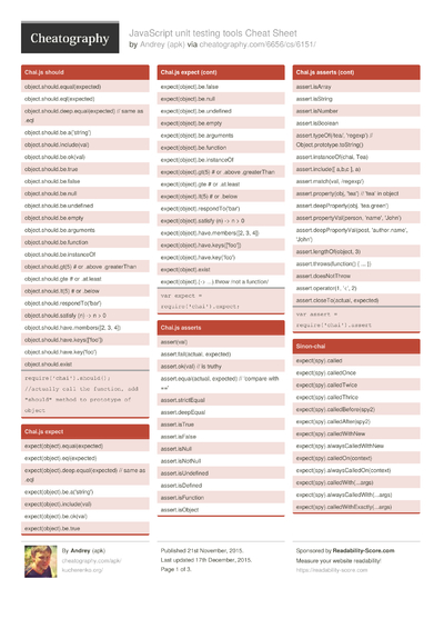 Cheat Sheets Matching "javascript" - Cheatography.com: Cheat Sheets For ...