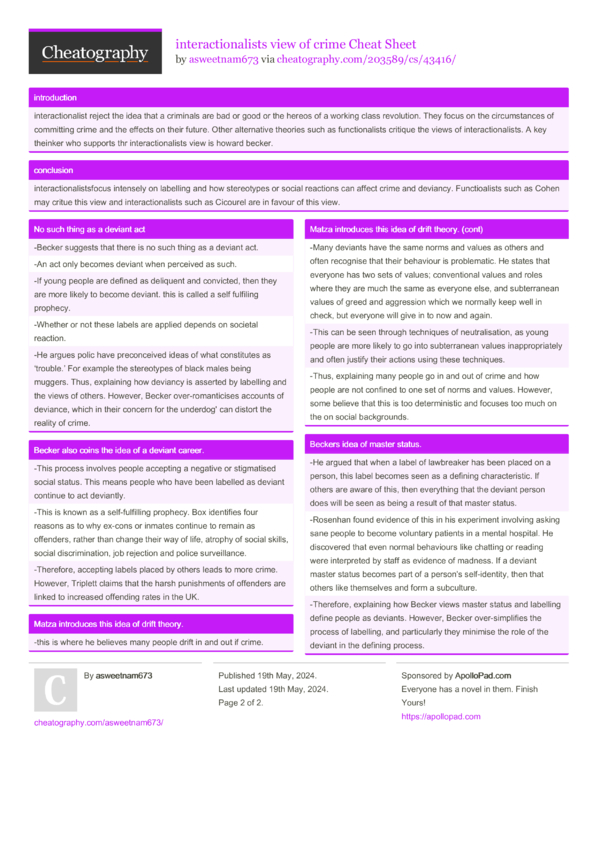 interactionalists view of crime Cheat Sheet by asweetnam673 - Download ...