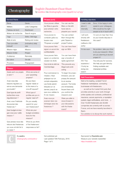 82 English Cheat Sheets - Cheatography.com: Cheat Sheets For Every Occasion