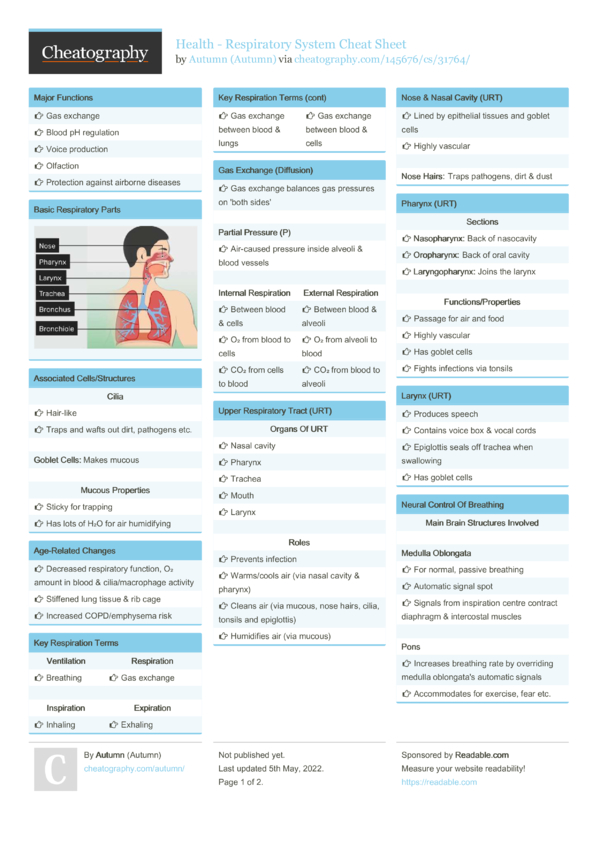 Respiratory System Cheat Sheet