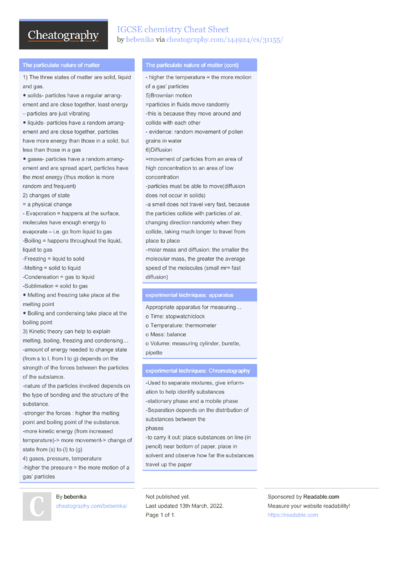 31 Igcse Cheat Sheets - Cheatography.com: Cheat Sheets For Every Occasion