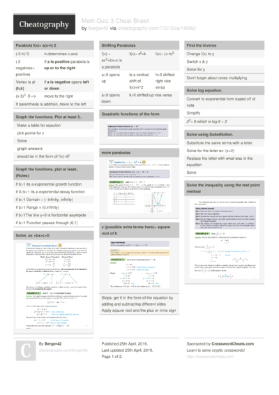 Cheat Sheets Matching 