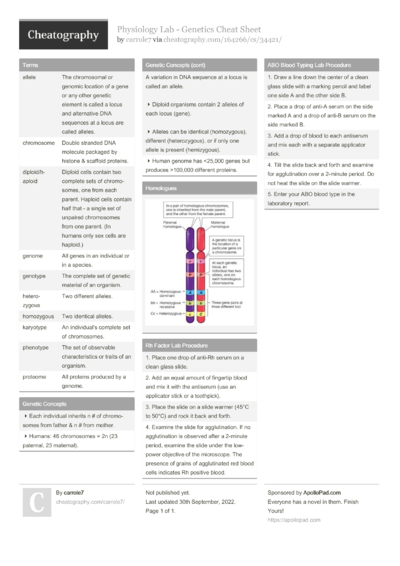 37 Genetics Cheat Sheets - Cheatography.com: Cheat Sheets For Every ...