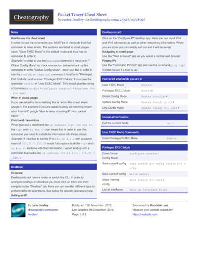 Cheat Sheets Matching "cisco" - Cheatography.com: Cheat Sheets For ...