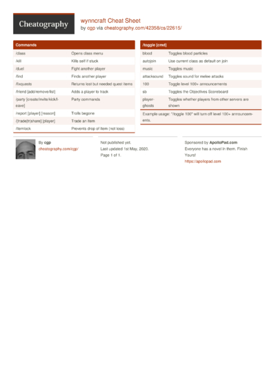 Minecraft Crafting Cheat Sheet