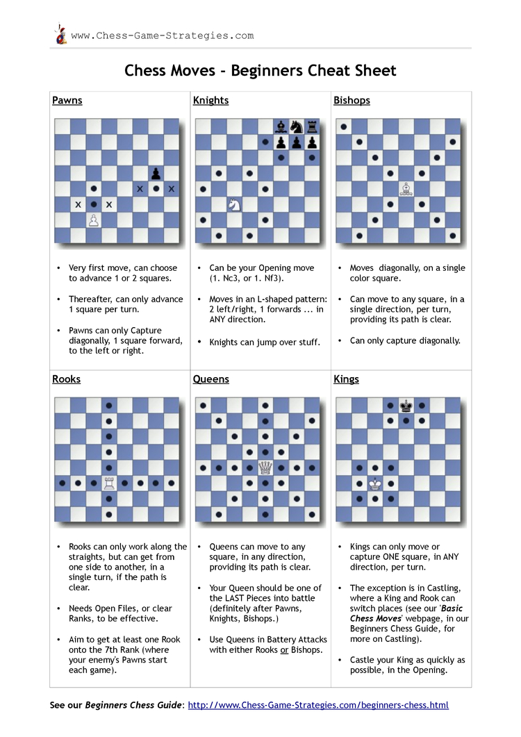 diagram chess pieces moves