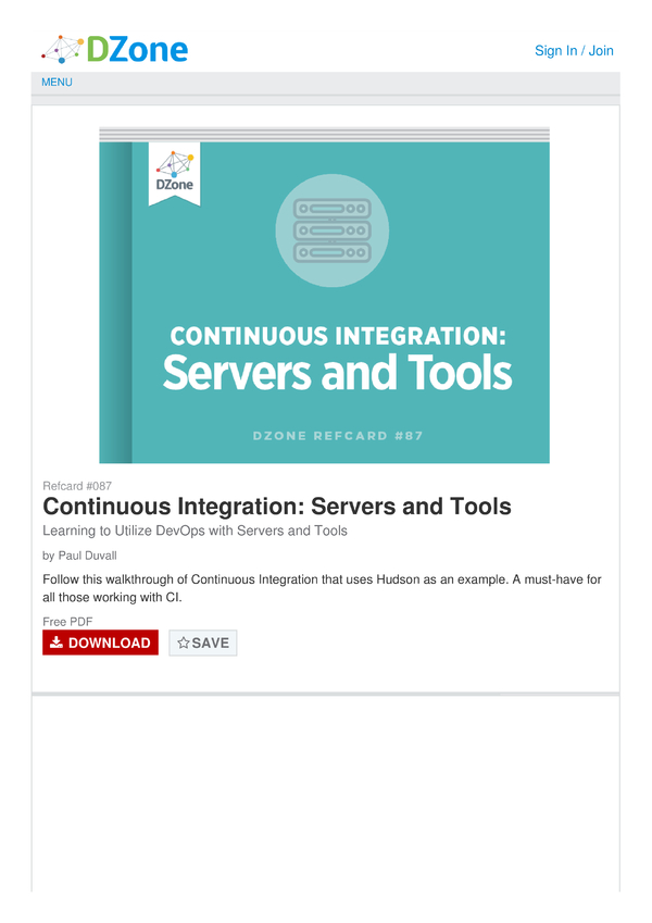 Continuous Integration Servers and Tools Cheat Sheet by Cheatography