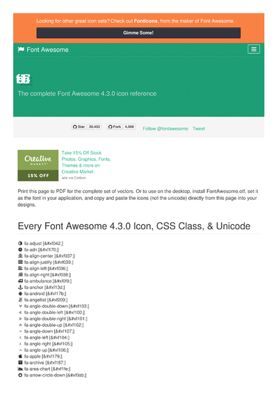 Font Awesome Cheat Sheet by DaveChild - Download free from Cheatography ...