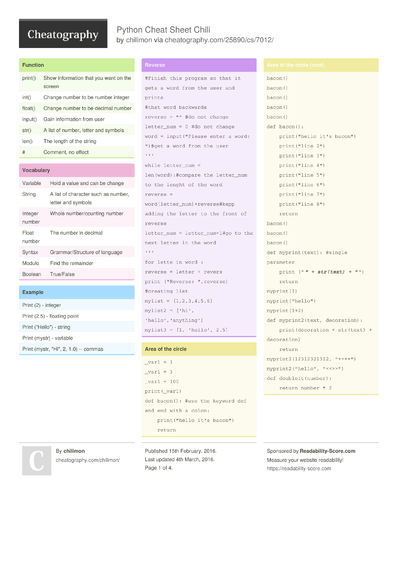 Cheat Sheets from February, 2016 - Cheatography.com: Cheat Sheets For ...