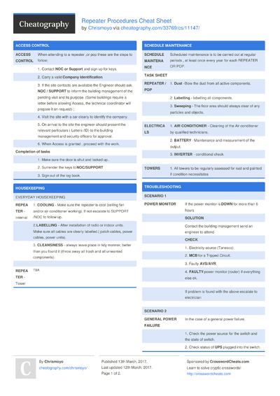 3 Procedures Cheat Sheets - Cheatography.com: Cheat Sheets For Every 