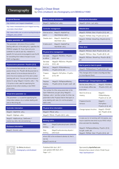 LSI Logic MegaRAID Cheat Sheet by richardjh - Download free from ...