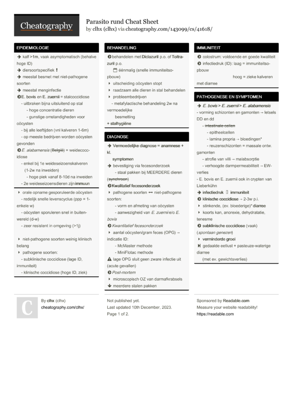 Parasito rund Cheat Sheet by clhx - Download free from Cheatography ...