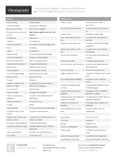 German Cheat Sheet