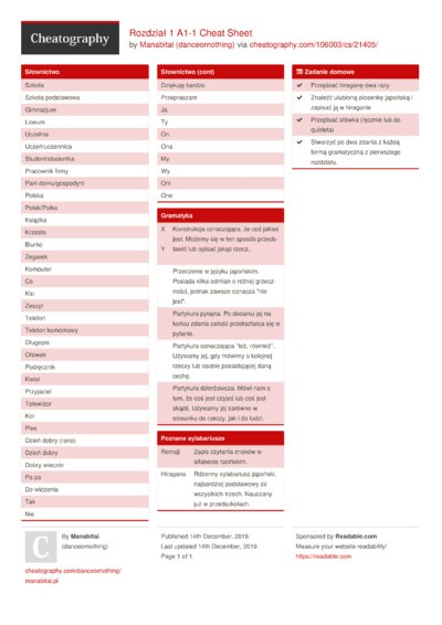 Travel, Culture and Language Cheat Sheets - Cheatography.com: Cheat