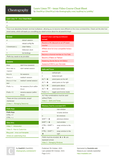 57 Tmux Cheat Sheets - Cheatography.com: Cheat Sheets For Every Occasion