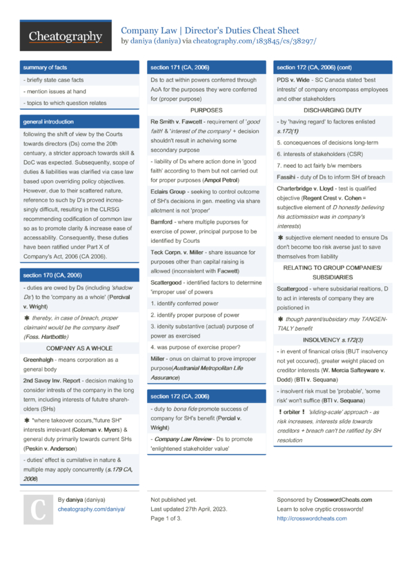 duties of company director in law