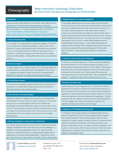 HIT: Healthcare Information Technology Cheat Sheet by Davidpol ...