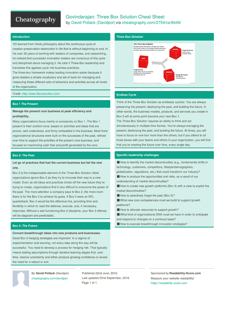 Govindarajan: Three Box Solution Cheat Sheet by Davidpol - Download ...