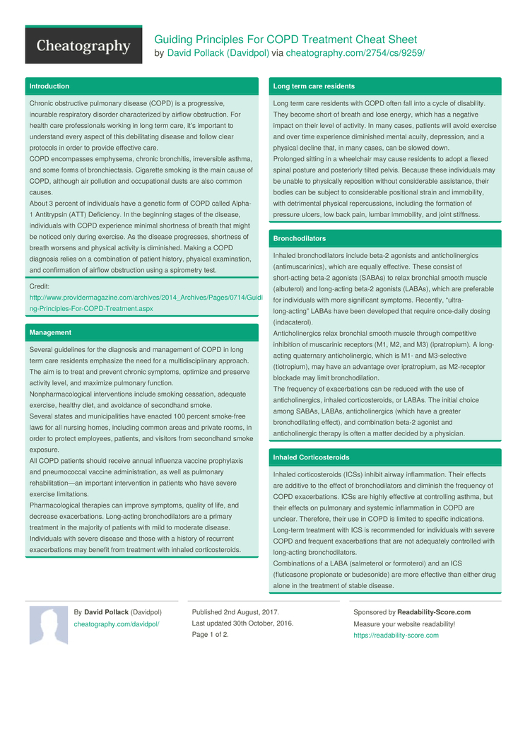 Guiding Principles For COPD Treatment Cheat Sheet by Davidpol ...