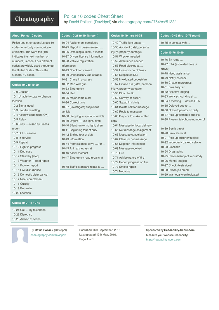 Nc Police 10 Codes Printable Version