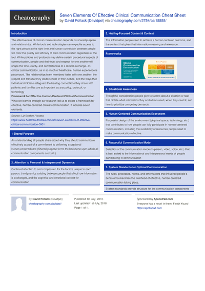 The 7Cs for Effective Communication Cheat Sheet by Davidpol - Download ...