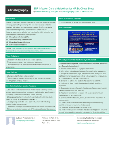 Infection Control Essentials Guide Cheat Sheet by Davidpol - Download ...