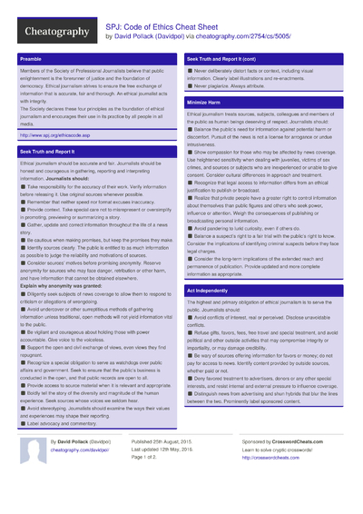 Fire Fighter Code of Ethics Cheat Sheet by Davidpol - Download free ...