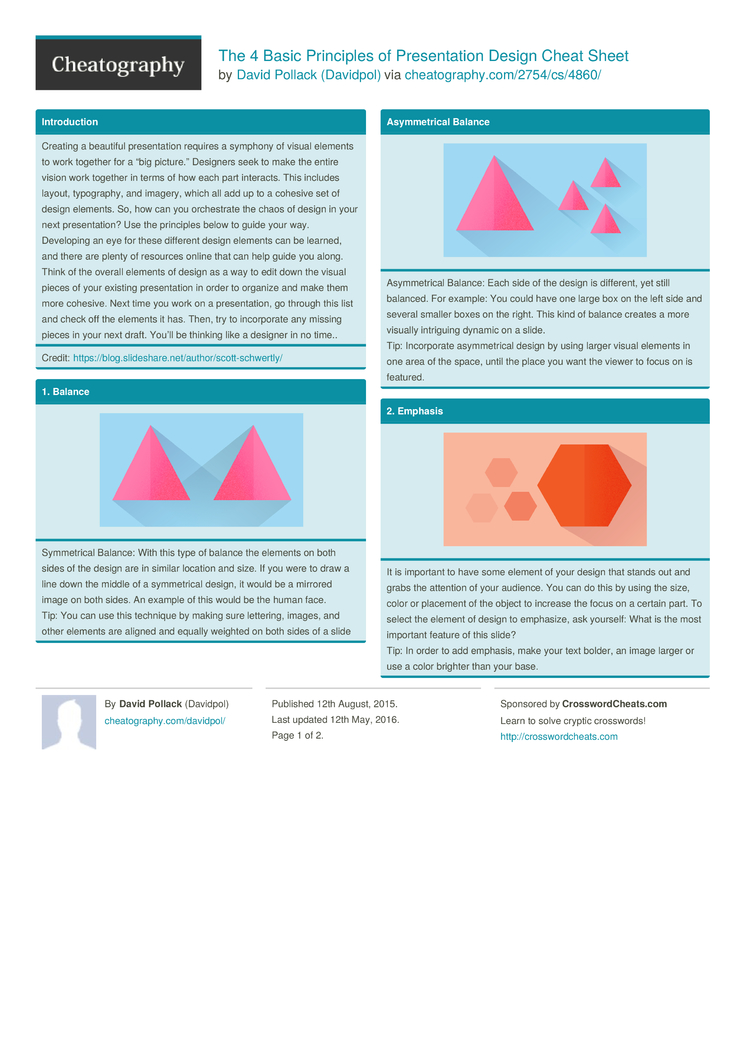 The 4 Basic Principles of Presentation Design Cheat Sheet by Davidpol ...