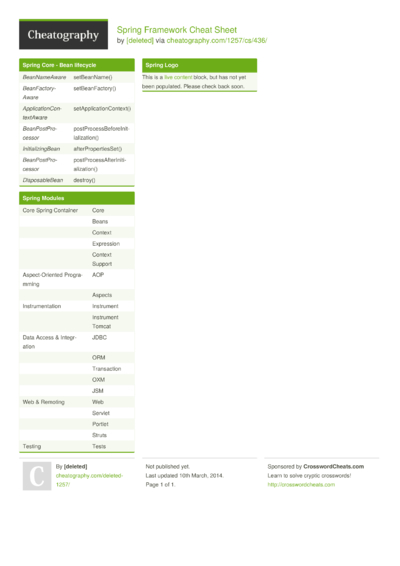 4 Spring Cheat Sheets - Cheatography.com: Cheat Sheets For Every Occasion