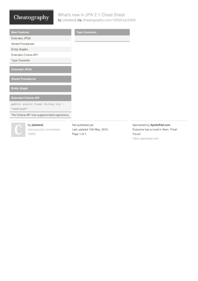 1 Jpa Cheat Sheet - Cheatography.com: Cheat Sheets For Every Occasion