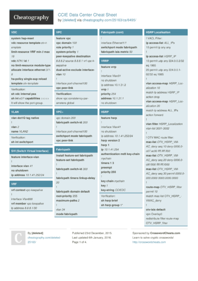 1 Cciedc Cheat Sheet - Cheatography.com: Cheat Sheets For Every Occasion