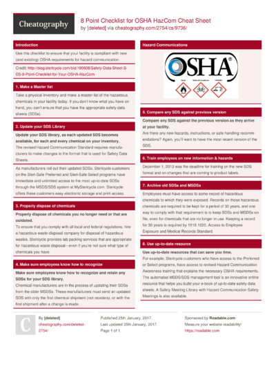 OSHA 30 Cheat Sheet