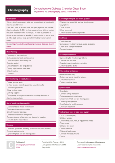 10 Diabetes Cheat Sheets - Cheatography.com: Cheat Sheets For Every ...