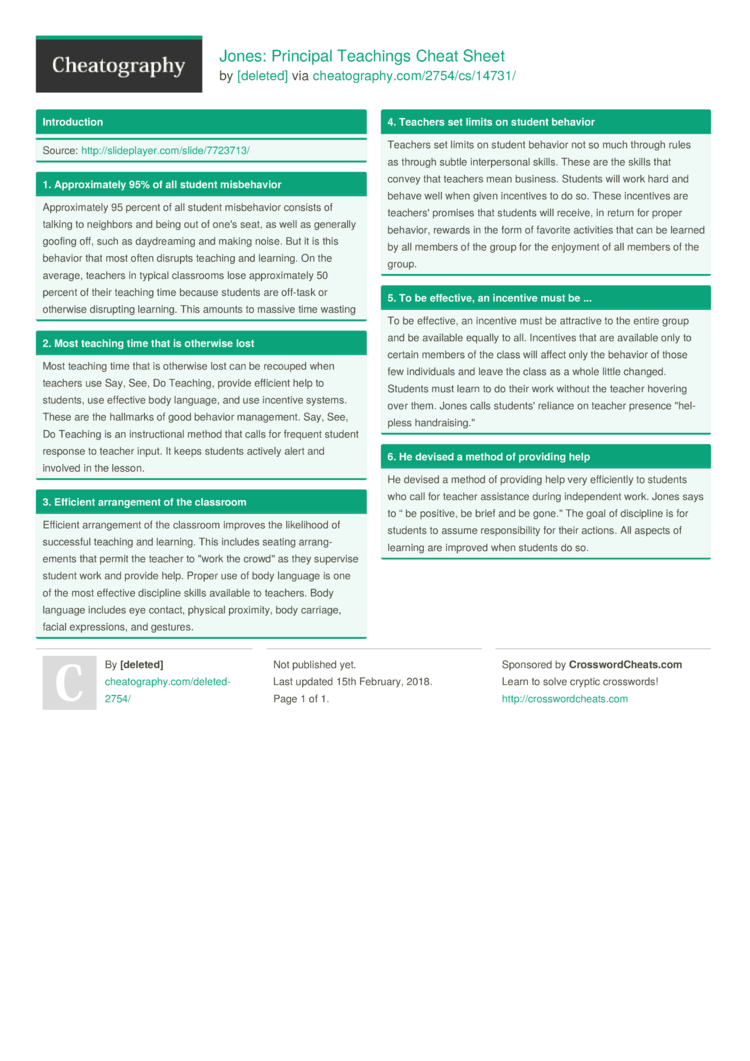 Jones: Principal Teachings Cheat Sheet by [deleted] - Download free from  Cheatography - Cheatography.com: Cheat Sheets For Every Occasion