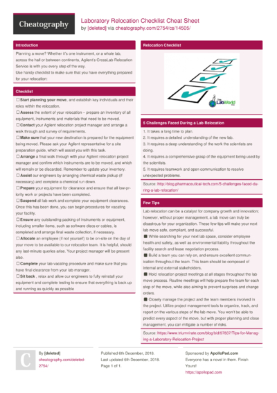 12 Laboratory Cheat Sheets - Cheatography.com: Cheat Sheets For Every ...