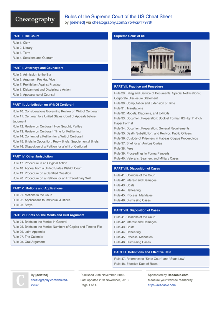 Rules of the Supreme Court of the US Cheat Sheet by [deleted 