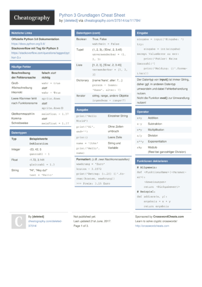 646 Python Cheat Sheets - Cheatography.com: Cheat Sheets For Every Occasion