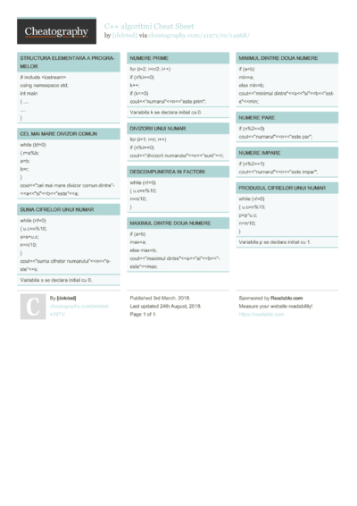 110 C- Cheat Sheets - Cheatography.com: Cheat Sheets For Every Occasion