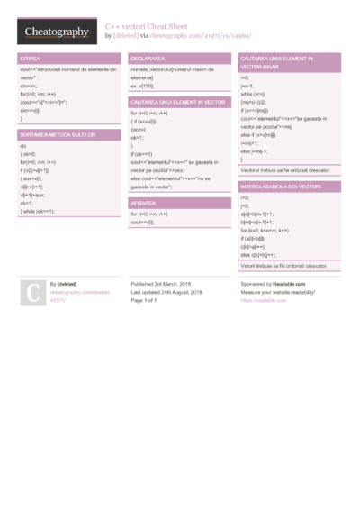 110 C- Cheat Sheets - Cheatography.com: Cheat Sheets For Every Occasion