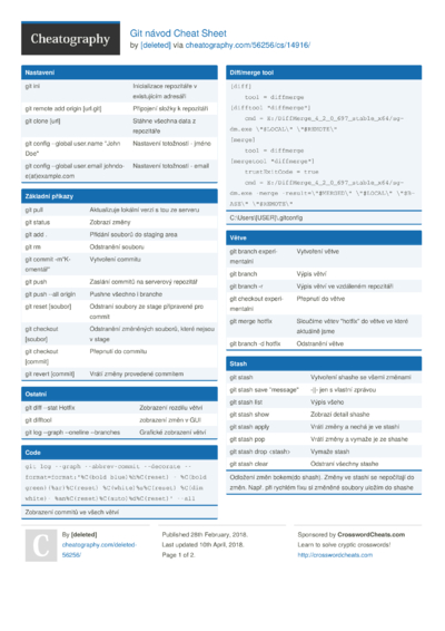 Cheat Sheets from February, 2018 - Cheatography.com: Cheat Sheets For ...