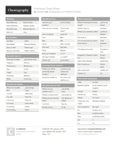 Cheat Sheets from January, 2019 - Cheatography.com: Cheat Sheets For ...