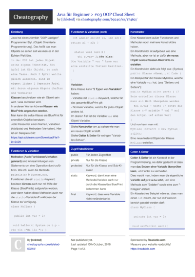 26 Oop Cheat Sheets Cheatography Cheat Sheets For Every Occasion 26 Oop Cheat Sheets Cheatography Cheat Sheets For Every Occasion
