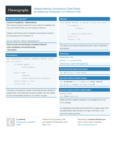 17 Golang Cheat Sheets - Cheatography.com: Cheat Sheets For Every Occasion